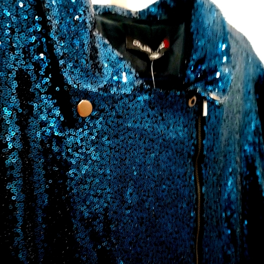 COLLEEN LOPEZ Sequin Moto Style Jacket - NWT